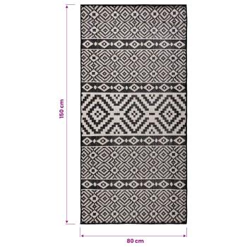 Outdoor-Teppich Flachgewebe 80x150 cm Schwarz Gestreift