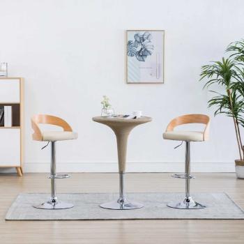 ARDEBO.de - Barhocker 2 Stk. Cremewei? Kunstleder und Bugholz