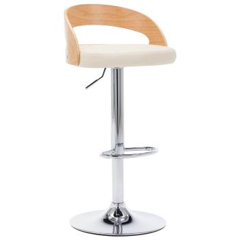 Barhocker 2 Stk. Cremewei? Kunstleder und Bugholz