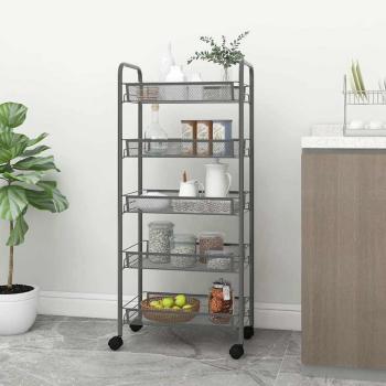 ARDEBO.de - K?chenwagen 5 Etagen Grau 46x26x105 cm Eisen