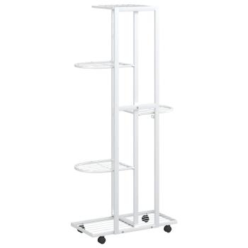 Blumenständer 5-Etagen mit Rollen 44x23x100 cm Weiß Eisen