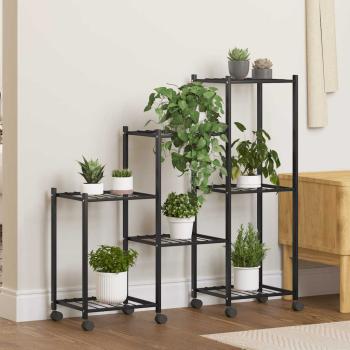 ARDEBO.de - Blumenständer mit Rollen 83x25x83,5 cm Schwarz Eisen