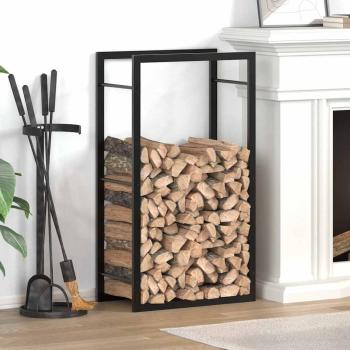 ARDEBO.de - Brennholzregal Mattschwarz 50x28x94 cm Stahl