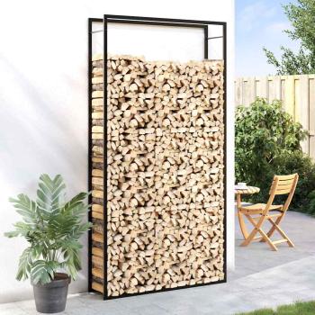 Brennholzregal Mattschwarz 110x28x214 cm Stahl