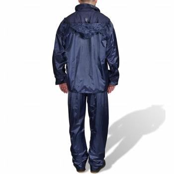 Blaue Regenbekleidung für Männer 2-teilig mit Kapuze Größe XXL