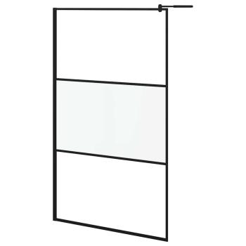 Duschwand für Walk-In Dusche 115x195cm ESG Halbmattiert Schwarz