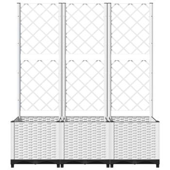 Pflanzkübel mit Rankgitter Weiß 120x40x136 cm PP
