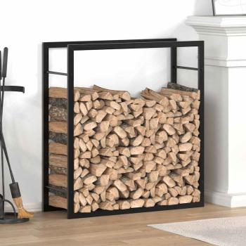 ARDEBO.de - Brennholzregal Mattschwarz 80x28x86 cm Stahl