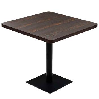 Bistrotisch MDF und Stahl Quadratisch 80?80?75cm Dunkle Esche