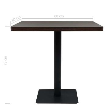 Bistrotisch MDF und Stahl Quadratisch 80?80?75cm Dunkle Esche