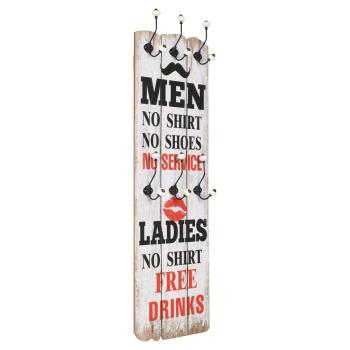 ARDEBO.de - Wandgarderobe mit 6 Haken 120 x 40 cm "MEN LADIES"