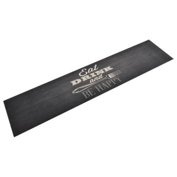 ARDEBO.de - Küchenteppich Waschbar Küche Schwarz 60x300 cm Samt