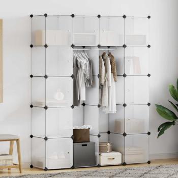 ARDEBO.de - Modularer Schrank mit 14 Fächern Weiß 37x146x180,5 cm