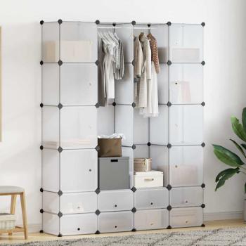 ARDEBO.de - Modularer Schrank mit 18 Fächern Weiß 37x146x180,5 cm