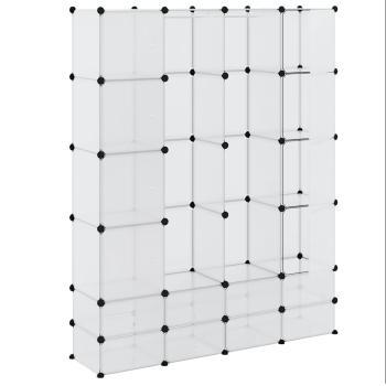 Modularer Schrank mit 18 Fächern Weiß 37x146x180,5 cm