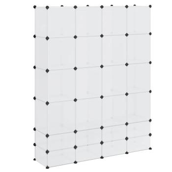 Modularer Schrank mit 18 Fächern Weiß 37x146x180,5 cm