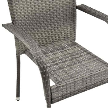 7-tlg. Garten-Essgruppe Grau Poly Rattan