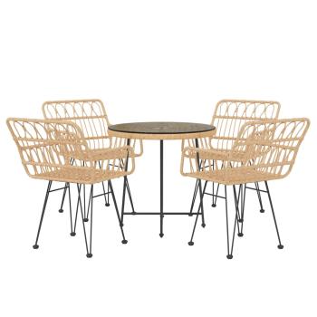 5-tlg. Garten-Essgruppe Poly Rattan