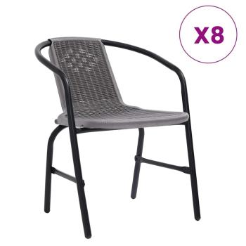 Gartenst?hle 8 Stk. Rattan-Optik Kunststoff und Stahl 110 kg