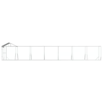 Outdoor-Hundezwinger mit Dach Silbern 14x2x2,5 m Stahl Verzinkt