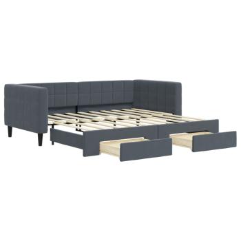 Tagesbett Ausziehbar mit Schubladen Dunkelgrau 90x190 cm Samt