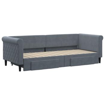Tagesbett Ausziehbar mit Schubladen Dunkelgrau 80x200 cm Samt