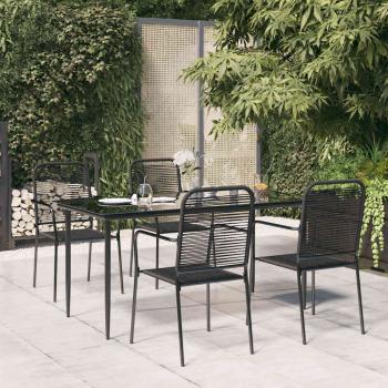 ARDEBO.de - 5-tlg. Garten-Essgruppe Schwarz Baumwollseil und Stahl
