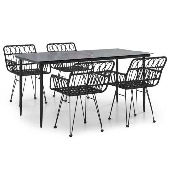 5-tlg. Garten-Essgruppe Schwarz Poly Rattan