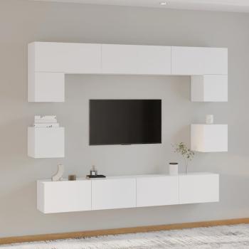 ARDEBO.de - 8-tlg. TV-Schrank-Set Weiß Holzwerkstoff