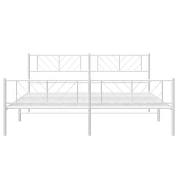 Bettgestell mit Kopf- und Fußteil Metall Weiß 183x213 cm