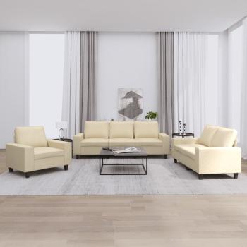 ARDEBO.de - 3-tlg. Sofagarnitur Creme Stoff