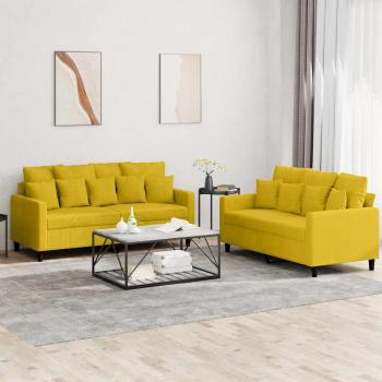 ARDEBO.de - 2-tlg. Sofagarnitur mit Kissen Gelb Samt
