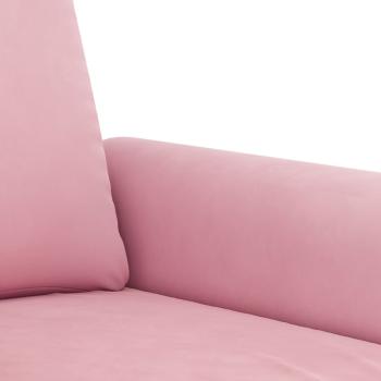 3-tlg. Sofagarnitur mit Kissen Rosa Samt