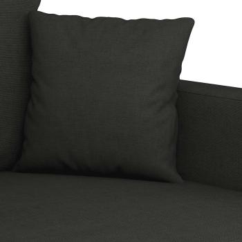 3-tlg. Sofagarnitur mit Kissen Schwarz Stoff