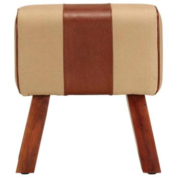 Sitzbank Turnbock-Design 38 cm Braun Echtleder Massivholz Mango
