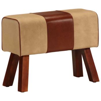 ARDEBO.de - Sitzbank Turnbock-Design 58 cm Braun Echtleder Massivholz Mango