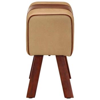 Sitzbank Turnbock-Design 58 cm Braun Echtleder Massivholz Mango