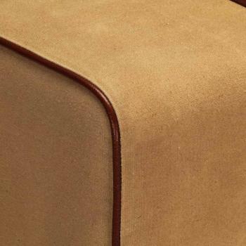 Sitzbank Turnbock-Design 58 cm Braun Echtleder Massivholz Mango