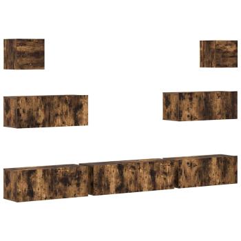 7-tlg. TV-Schrank-Set Räuchereiche Holzwerkstoff