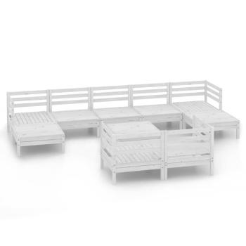 10-tlg. Garten-Lounge-Set Weiß Massivholz Kiefer