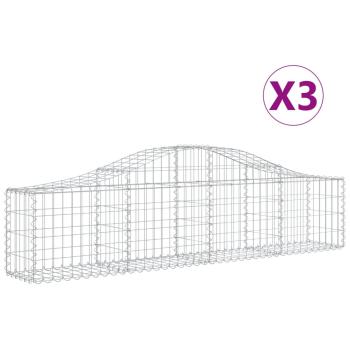 Gabionen mit Hochbogen 3 Stk. 200x30x40/60 cm Verzinktes Eisen