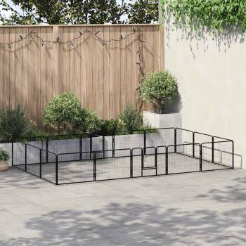 ARDEBO.de - Hunde-Laufstall 16 Paneele Stahl 60x80 cm Schwarz