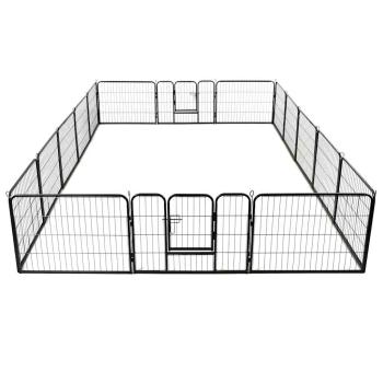 Hunde-Laufstall 16 Paneele Stahl 60x80 cm Schwarz