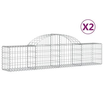 Gabionen mit Hochbogen 2 Stk. 200x30x40/60 cm Verzinktes Eisen