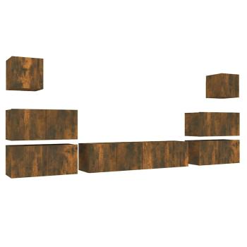 8-tlg. TV-Schrank-Set Räuchereiche Holzwerkstoff