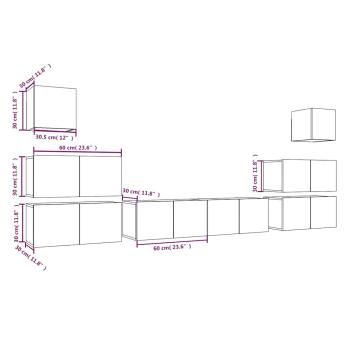 8-tlg. TV-Schrank-Set Räuchereiche Holzwerkstoff