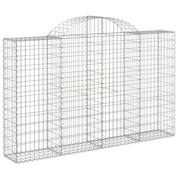 Gabionen mit Hochbogen 13Stk. 200x30x120/140cm Verzinktes Eisen