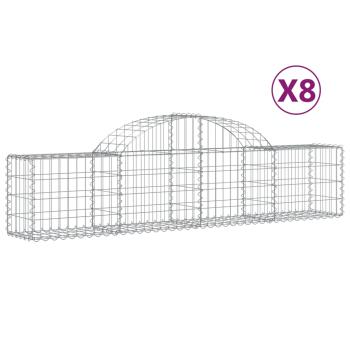 Gabionen mit Hochbogen 8 Stk. 200x30x40/60 cm Verzinktes Eisen