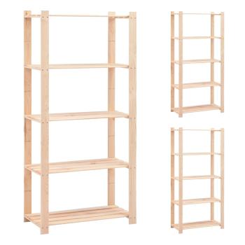 ARDEBO.de - Lagerregale 5 Böden 3 Stk. 80x38x170cm Massivholz Kiefer 250kg