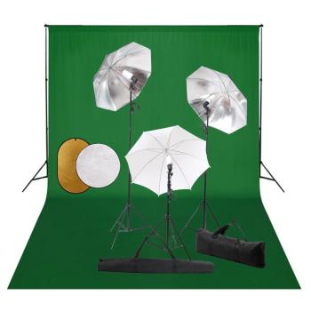 ARDEBO.de - Fotostudio-Set mit Lampen, Schirmen, Hintergrund & Reflektor
